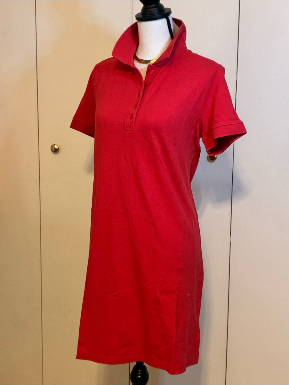 Polo Dress in Bright Red Short Sleeve - Appleseed - Picture 11 of 11
